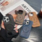 Wireless Charging PU Leather Rugged Kickstand Phone Case - iPhone 14 Pro Max