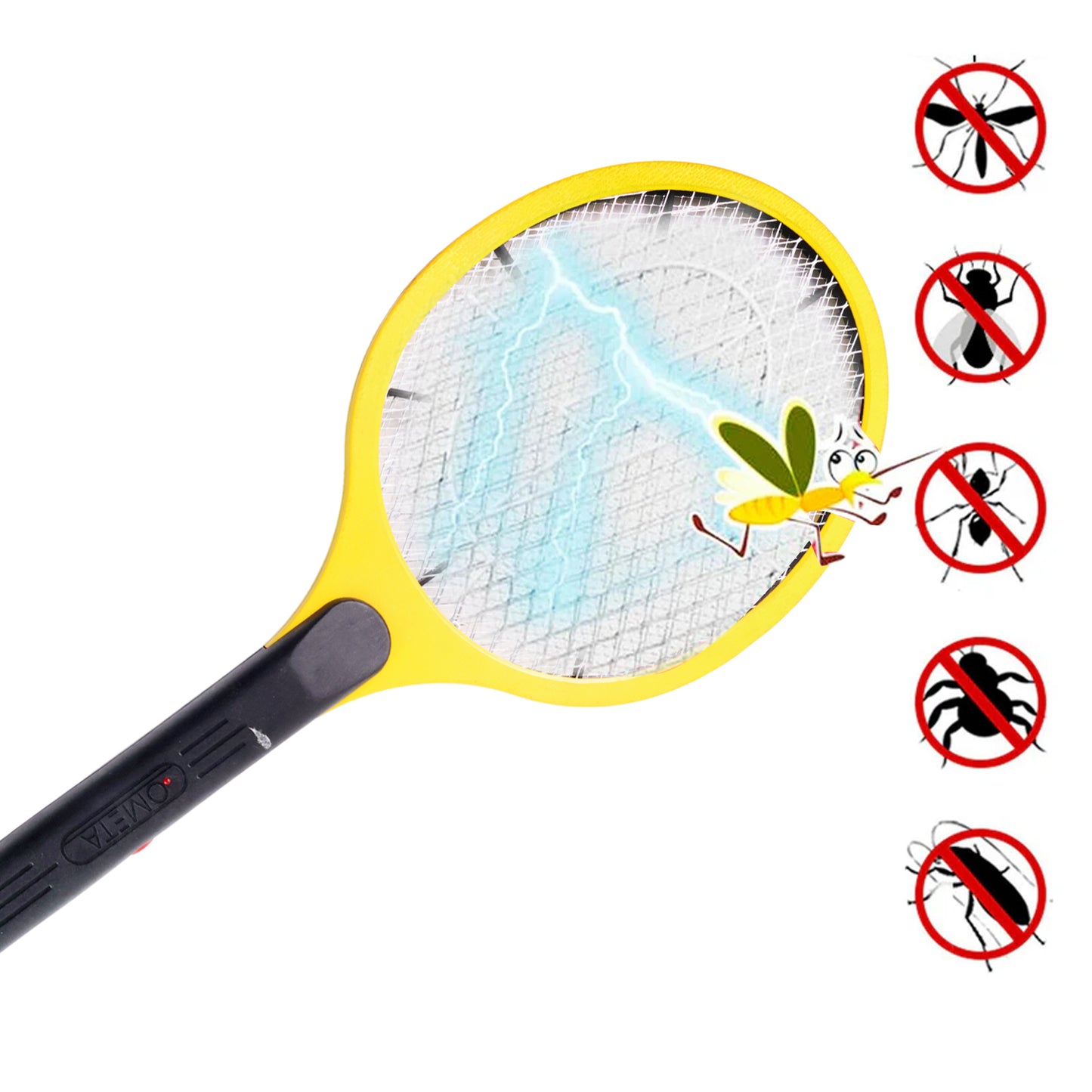 Yellow Rechargeable Electric Mosquito Killer Racket With Cable